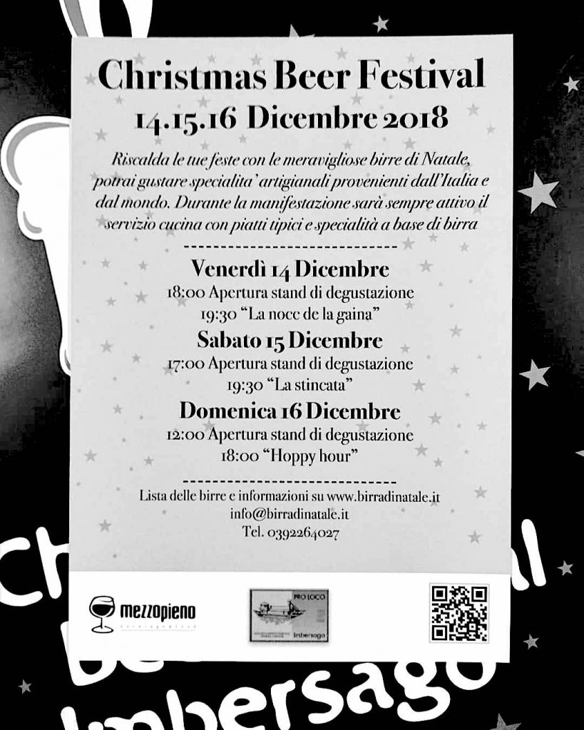 Christmas Beer Festival 2018 - Imbersago. Herba Monstrum Marco Polo One Million. Programma Completo