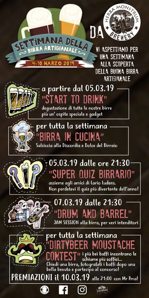 Settimana della Birra Artigianale 2019 - Herba Monstrum Brewery via Ettore Monti, 29, 23851 in zona Ponte Azzone Visconti Lecco.