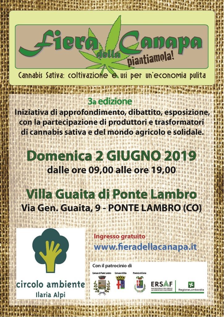 Fiera della canapa 2019, Ponte Lambro. Domenica 2 giugno 2019, nella cornice di Villa Guaita. La manifestazione, organizzata dal Circolo Ambiente “Ilaria Alpi”. Birre artigianali alla spina di Herba Monstrum Brewery.