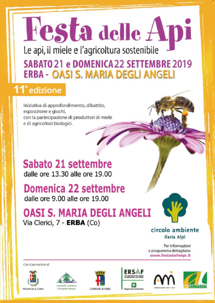 Sabato 21 e domenica 22 settembre 2019 FESTA DELLE API, Erba all' Oasi Santa Maria degli angeli. Birre artigianali alla spina di Herba Monstrum Brewery.